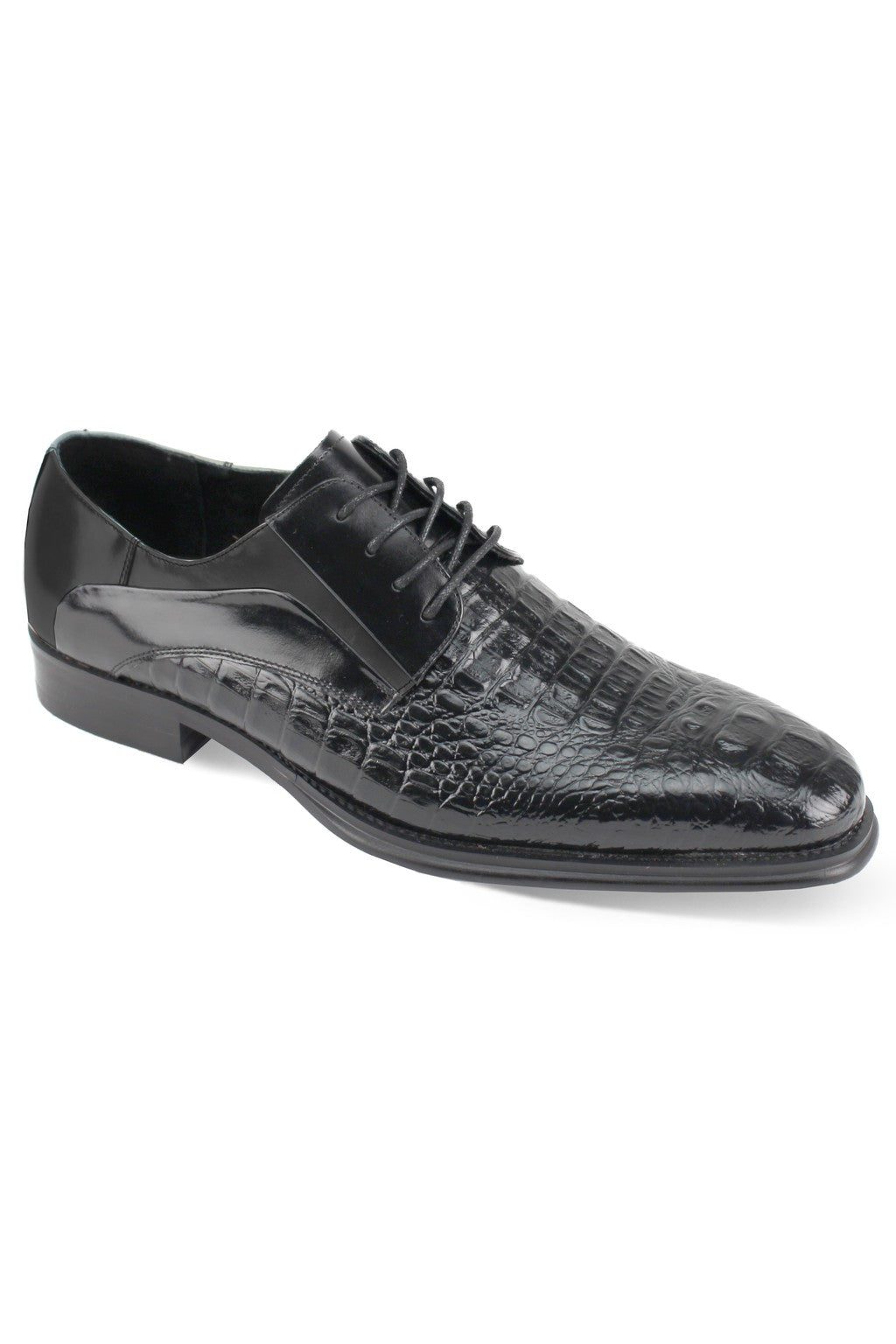 Giovanni Mens Leather Oxford Dress Shoes Black Croco Mason