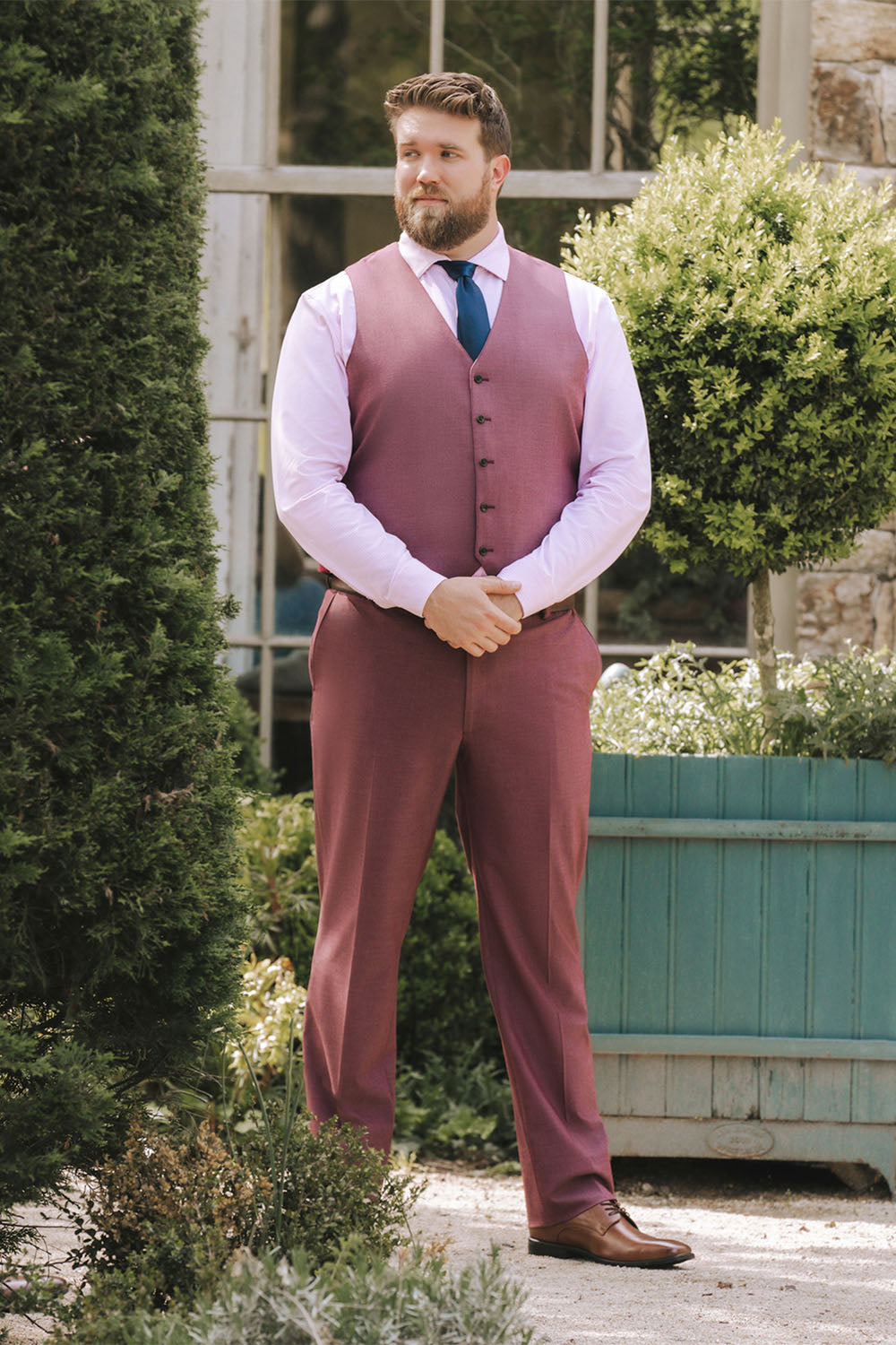 Allure Men Burgundy Windsor Vest 3XL-Long