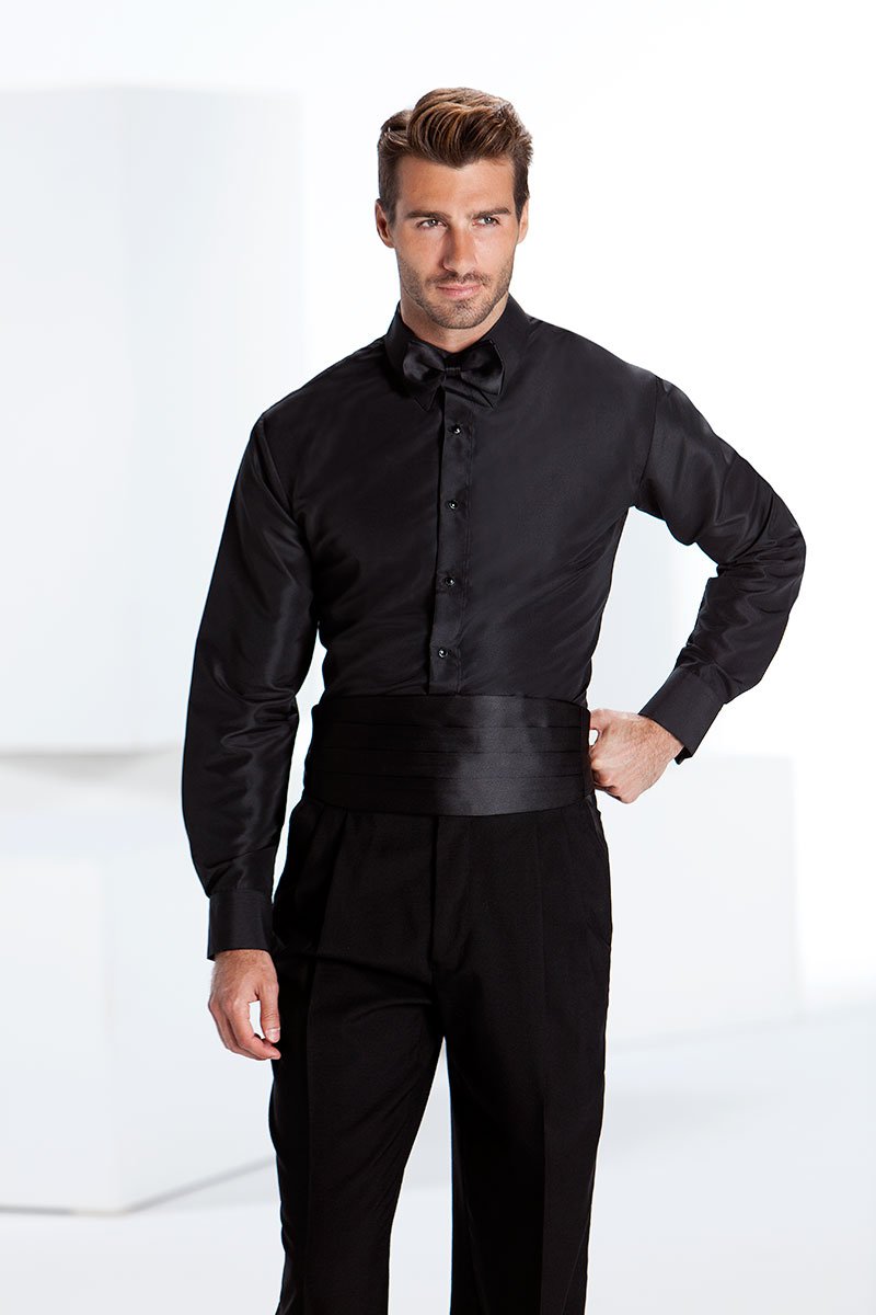 Classic Collection Lido Black Laydown Tuxedo Shirt M 32-33