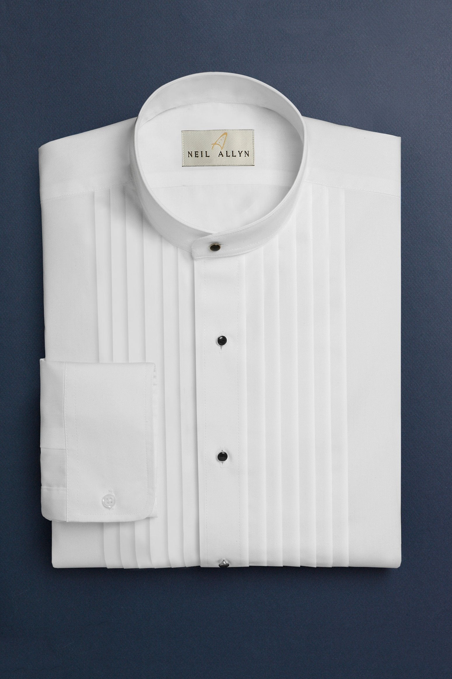 Henry Segal Manny White Pleated Mandarin Tuxedo Shirt 2XL 32-33 Henry Segal Manny White Pleated Mandarin Tuxedo Shirt 2XL 32-33