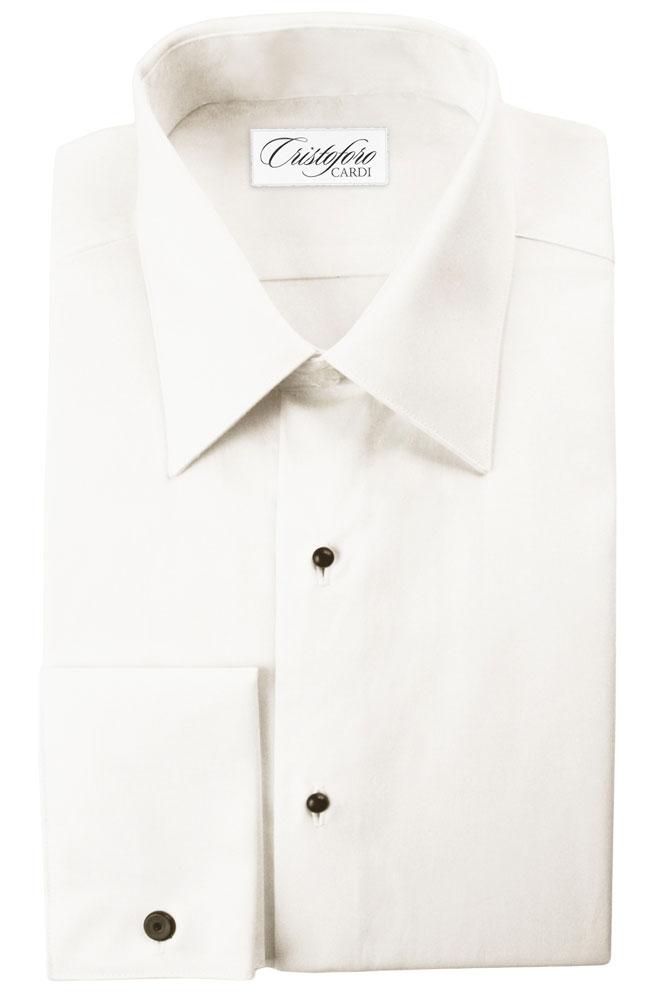 Cristoforo Cardi Bari Ivory Laydown Tuxedo Shirt 18 36-37