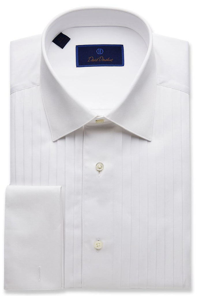 david donahue dress shirts Classic 18 Pleat White Pleated Laydown Tuxedo Shirt fit dress shirt cut size:26