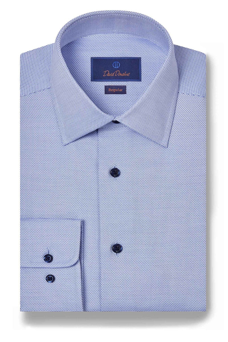 dobby dress shirt Micro Dobby Blue Dress Shirt