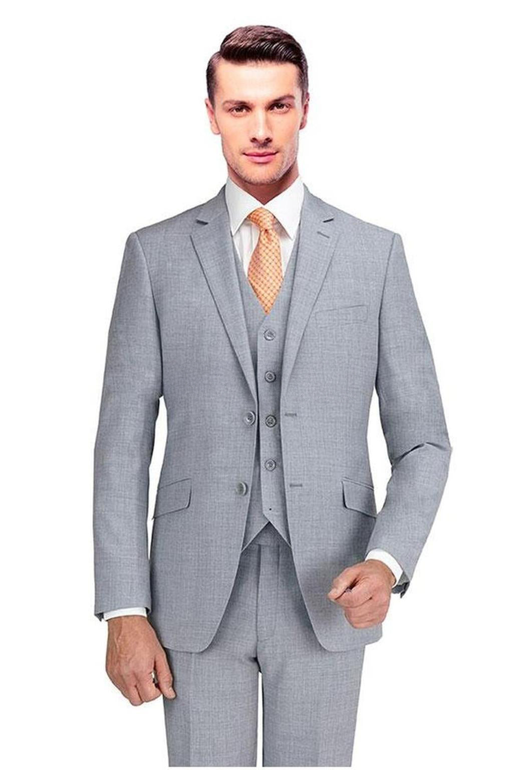 Mantoni Mantoni Solid Light Grey Suit (2-Piece Set) 42L Modern Mantoni Mantoni Solid Light Grey Suit (2-Piece Set) 42L Modern