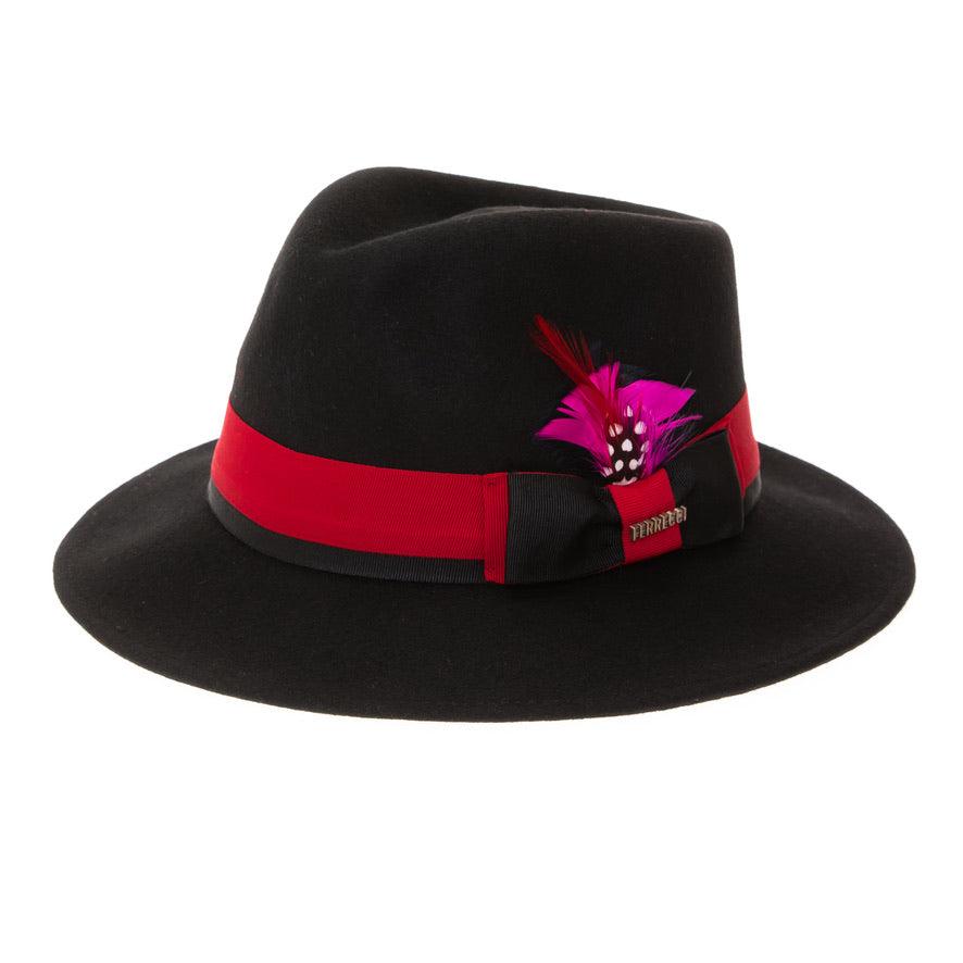 Black & Red Grayson Fedora 100% Australian Wool Crushable  display picture 2