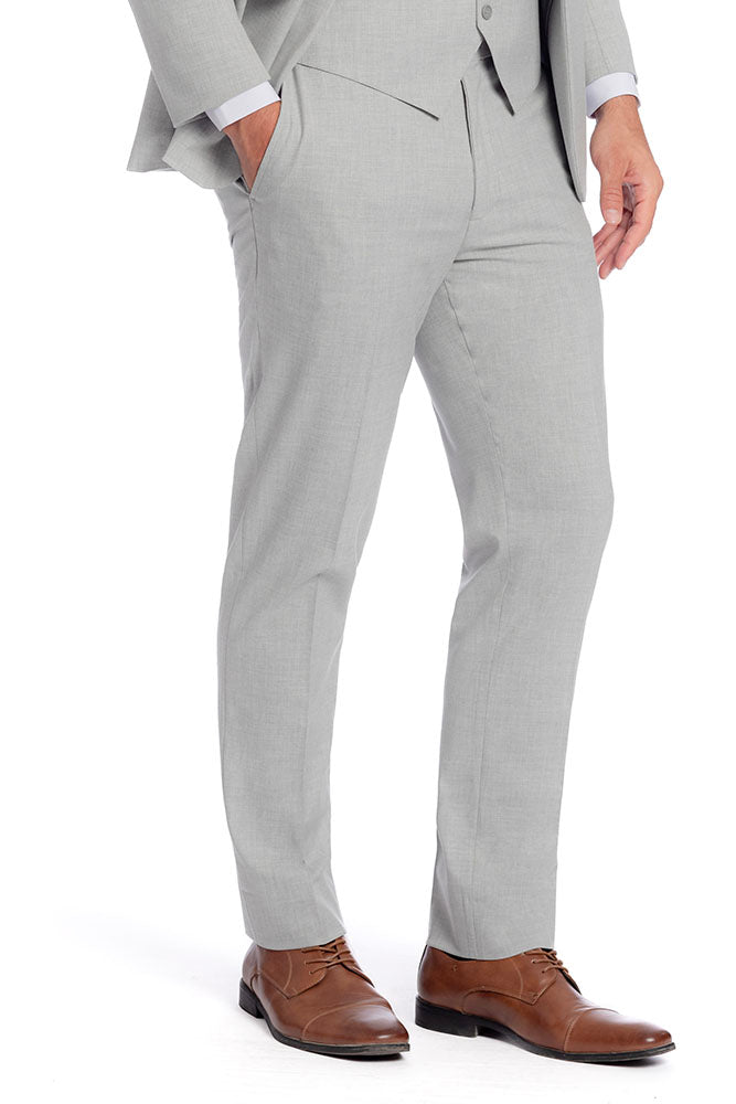 【MODERNIF】Stan regular banding slacks Wool Stretch Bengaline Suit Pants - Light Grey – Paul Fredrick