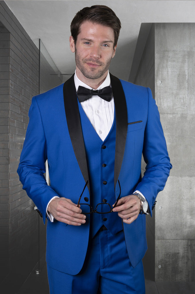Theo Royal Blue 1-Button Shawl Tuxedo (4-Piece Set) - 50R / Modern Theo Royal Blue 1-Button Shawl Tuxedo (4-Piece Set) - 50R / Modern