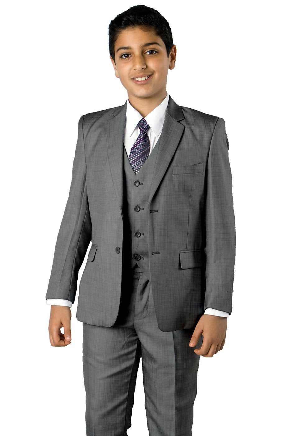 Jacob Kids Mid-Grey 5-Piece Suit - 3 Boys Jacob Kids Mid-Grey 5-Piece Suit - 3 Boys