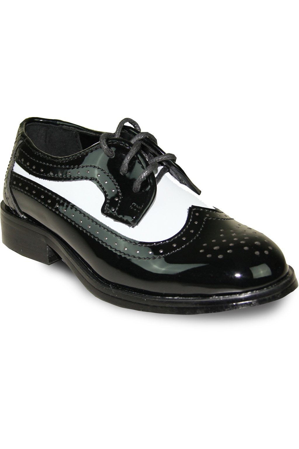 Vangelo Chaz Kids Black & White Tuxedo Shoes 4Y