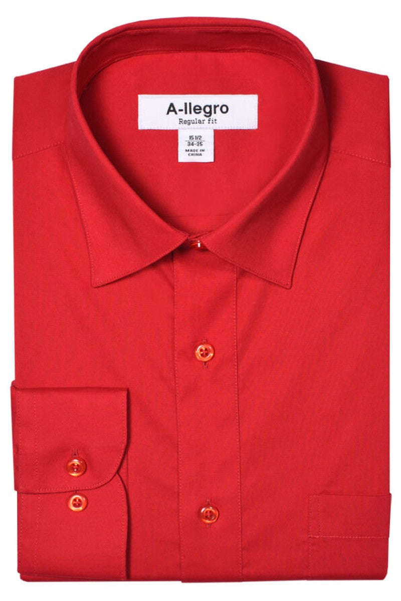 Allegro Tempo Red Laydown Stretch Dress Shirt 18.5 34-35 Slim