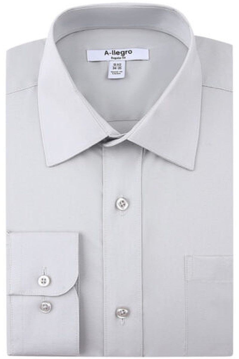 Allegro Tempo Grey Laydown Stretch Dress Shirt 19.5 36-37 Regular