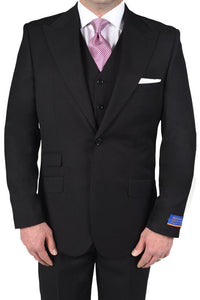 Berragamo Berragamo "Hudson" Solid Black 2-Button Peak Suit
