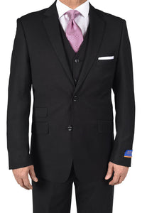 Berragamo Berragamo "Lazio" Solid Black 2-Button Notch Slim Fit Suit