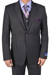 Berragamo Berragamo "Lazio" Solid Charcoal 2-Button Notch Slim Fit Suit