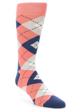Load image into Gallery viewer, Bold Socks Coral Navy Bold Argyle Socks