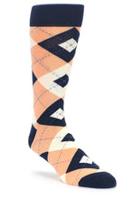 Load image into Gallery viewer, Bold Socks Peach Navy Bold Argyle Socks