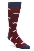 Load image into Gallery viewer, Bold Socks Burgundy Bold Mustache Socks