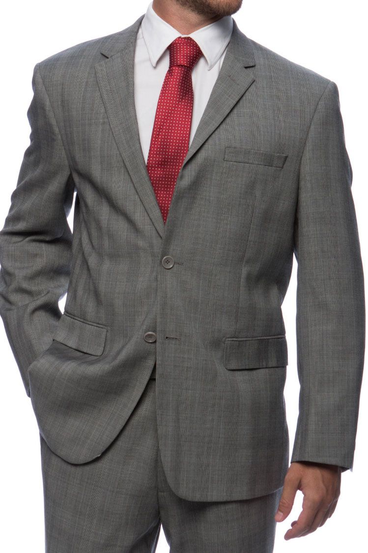 Prontomoda Glen Plaid Grey Suit (2-Piece Set) 44L Classic Prontomoda Glen Plaid Grey Suit (2-Piece Set) 44L Classic