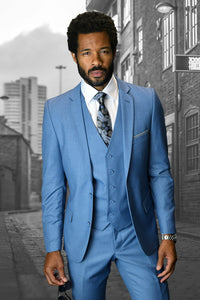 Statement Statement "Lorenzo" Steel Blue 3-Piece Slim Fit Suit