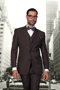 Statement Statement "Julian" Solid Brown 3-Piece Tailored Fit Suit