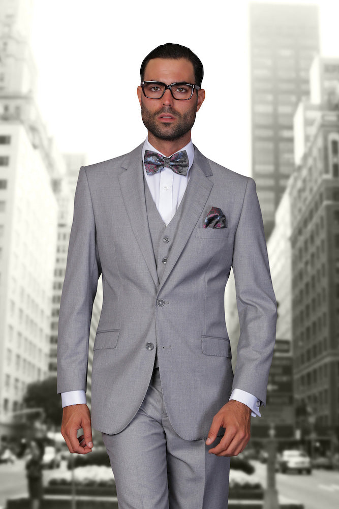 Statement Julian Solid Grey Tailored Fit Suit (3-Piece Set) 36R Tailored Statement Julian Solid Grey Tailored Fit Suit (3-Piece Set) 36R Tailored