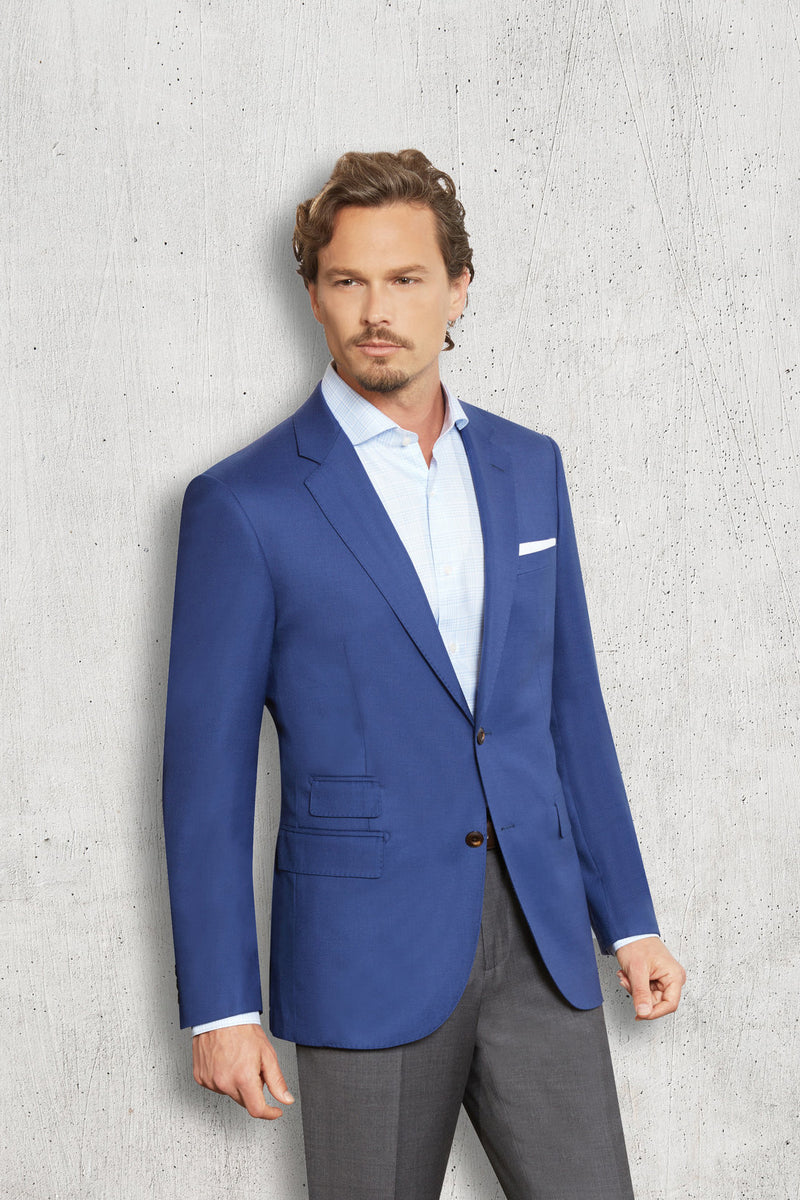 Trend French Blue Blazer With Brown Buttons