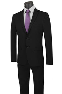 Vinci Vinci "Gio" Black Stretch Wool Ultra Slim Fit Suit