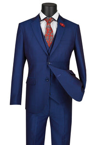 Vinci Vinci "Rocco" Blue Ultra Slim Fit 3-Piece Suit