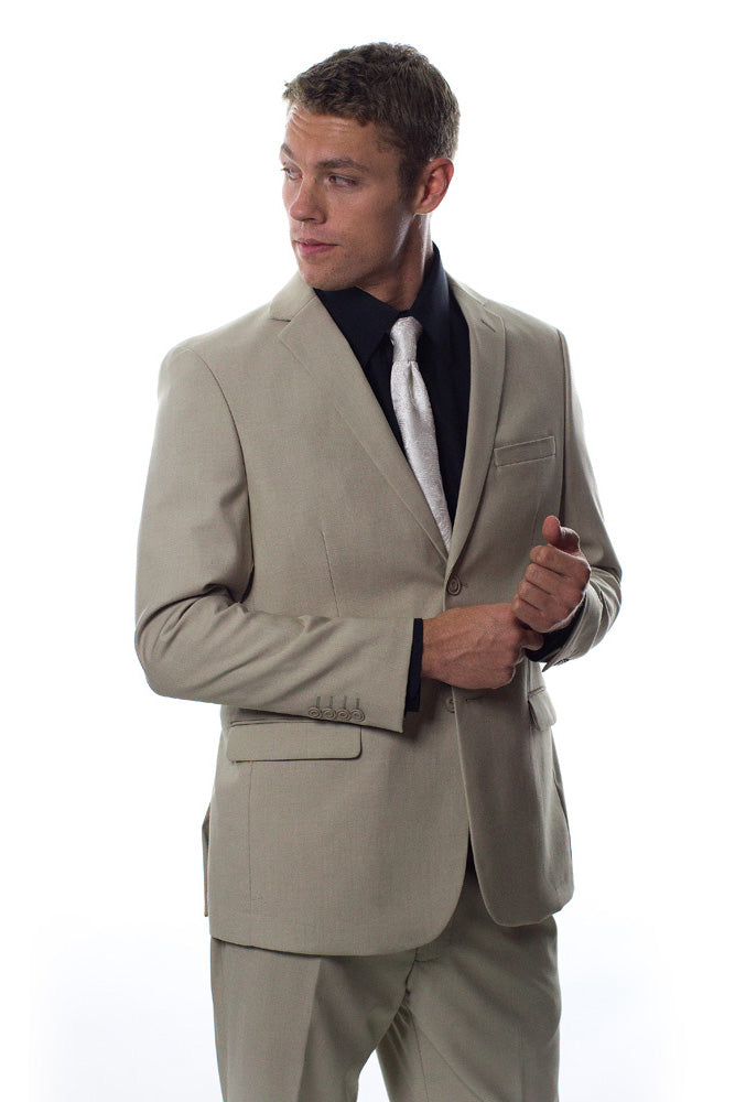 West End Solid Beige Suit (2-Piece Set) 48L Slim