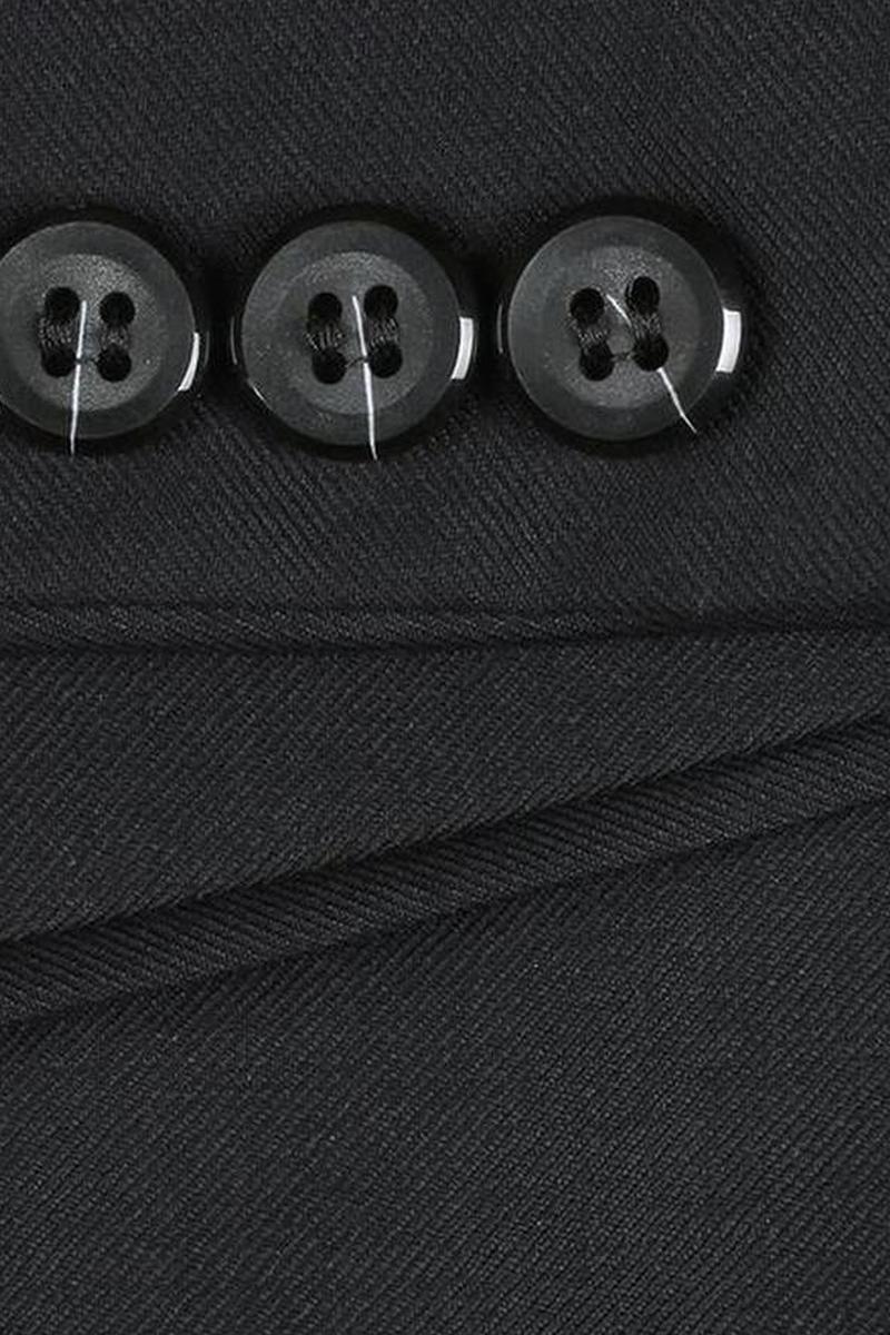 Black Solid 2-Button Notch Suit (2-Piece Set)