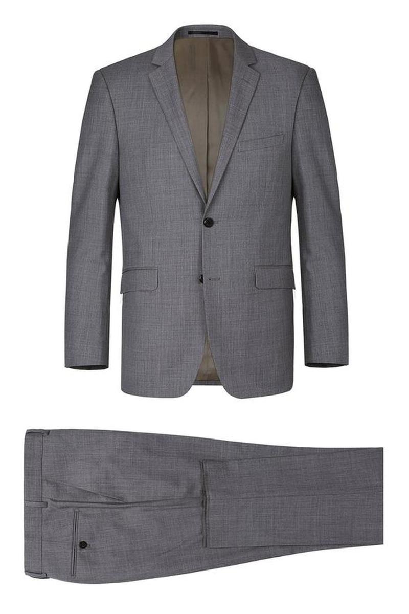 Grey Solid 2-Button Notch Suit (2-Piece Set)