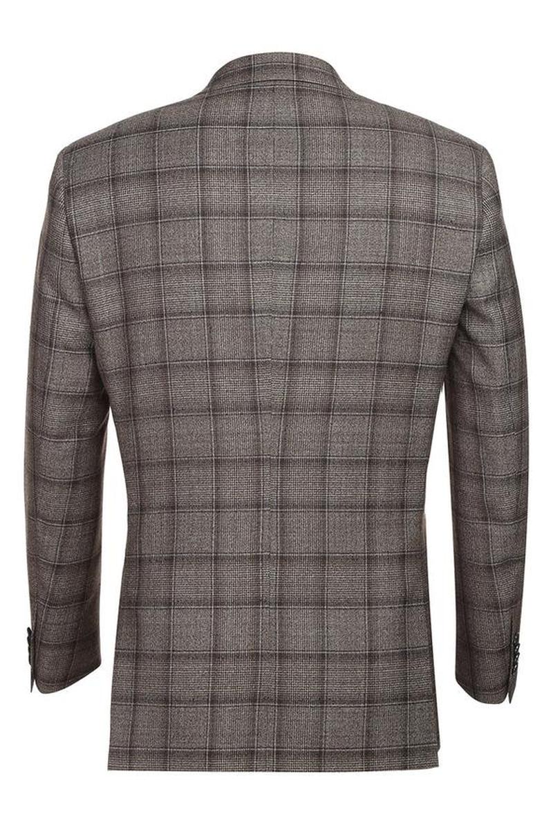 Brown Windowpane 6-Button Peak DB Suit (2-Piece Set)