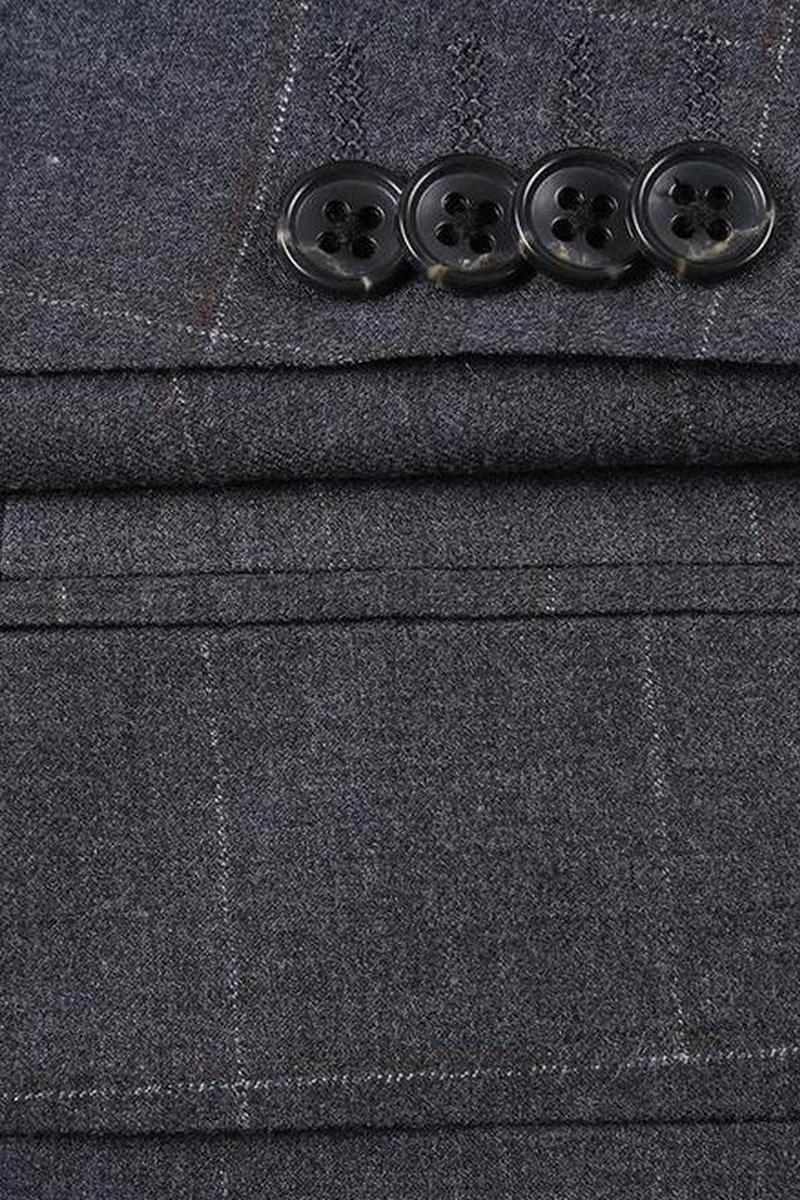 Grey Windowpane 2-Button Notch Suit (2-Piece Set)