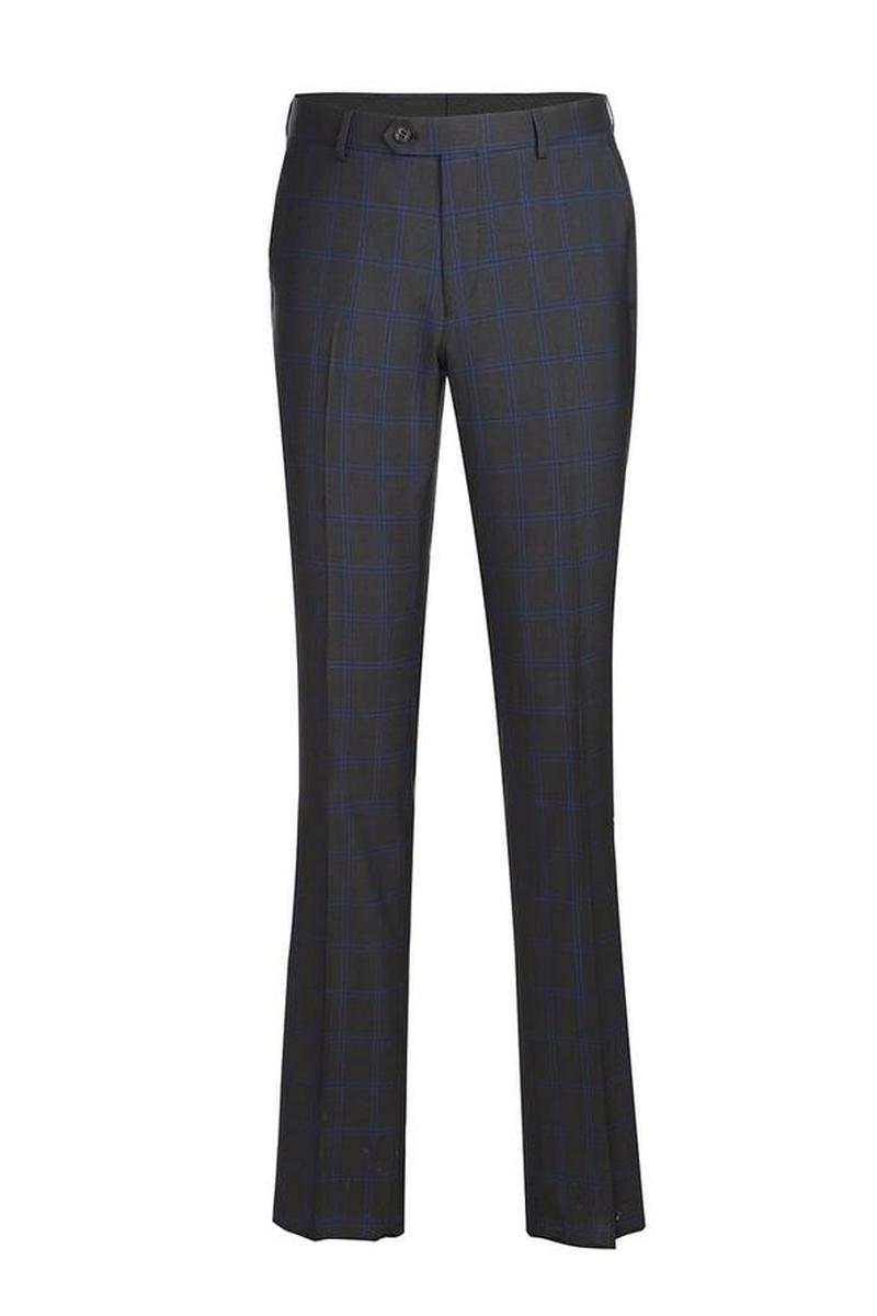 Dark Grey Windowpane 2-Button Notch Suit (2-Piece Set)