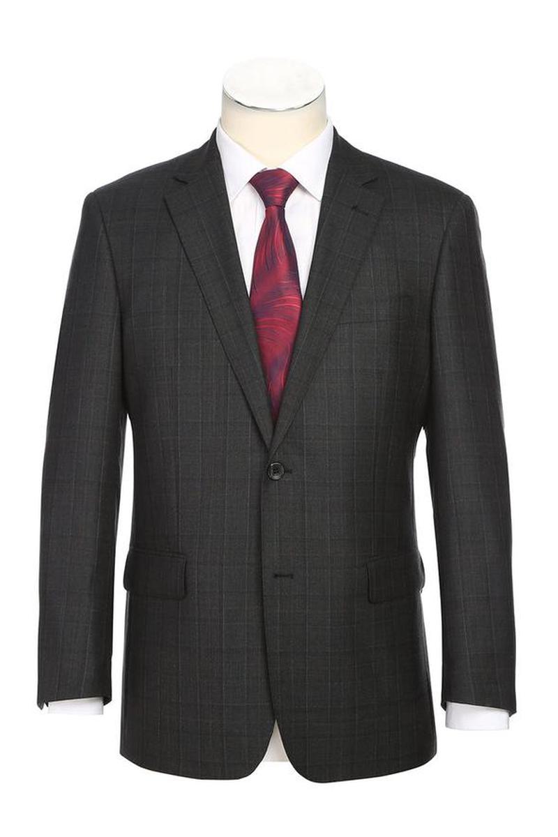 Black Windowpane 2-Button Notch Suit (2-Piece Set)