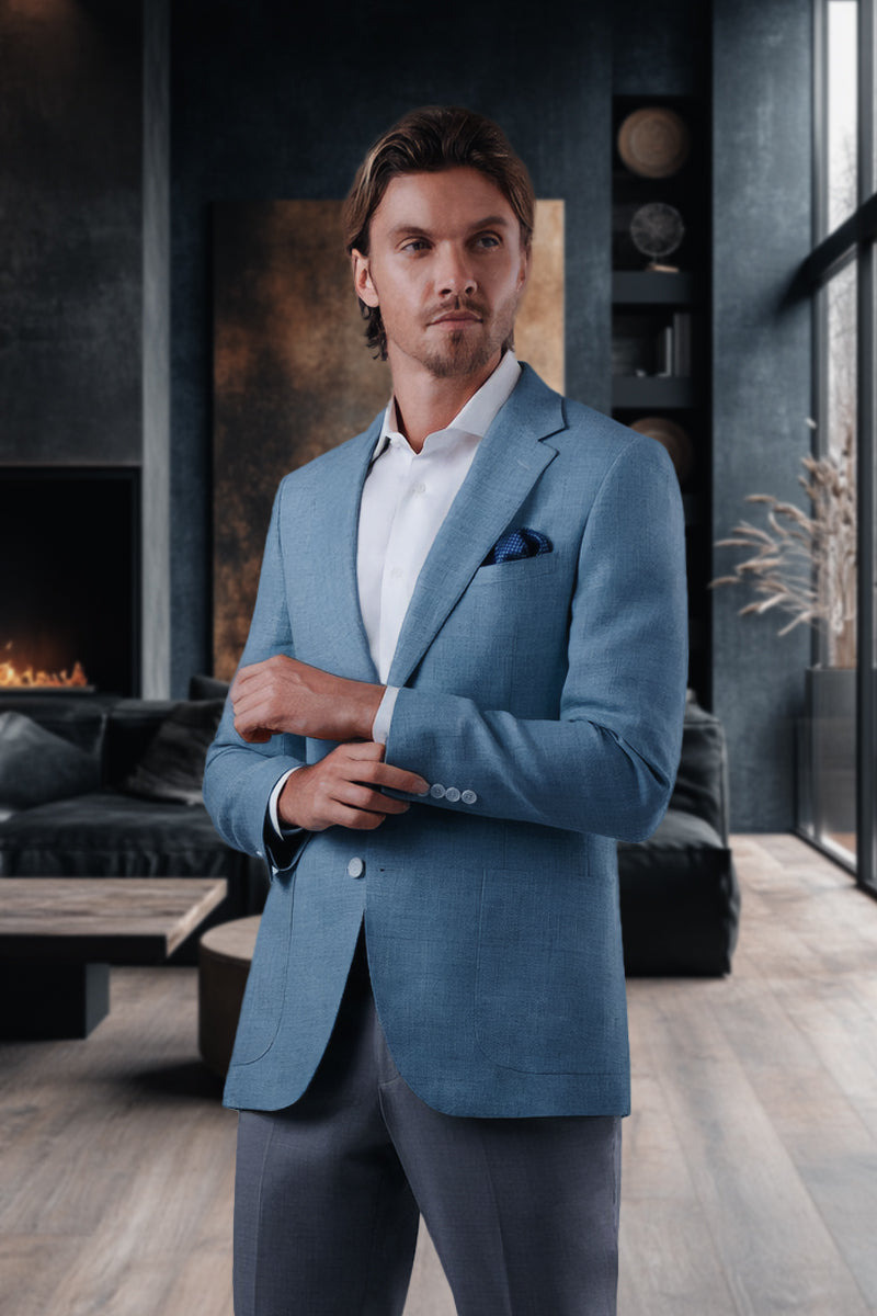MaxDavoli Blue Soft Jacket (Patch Pocket)