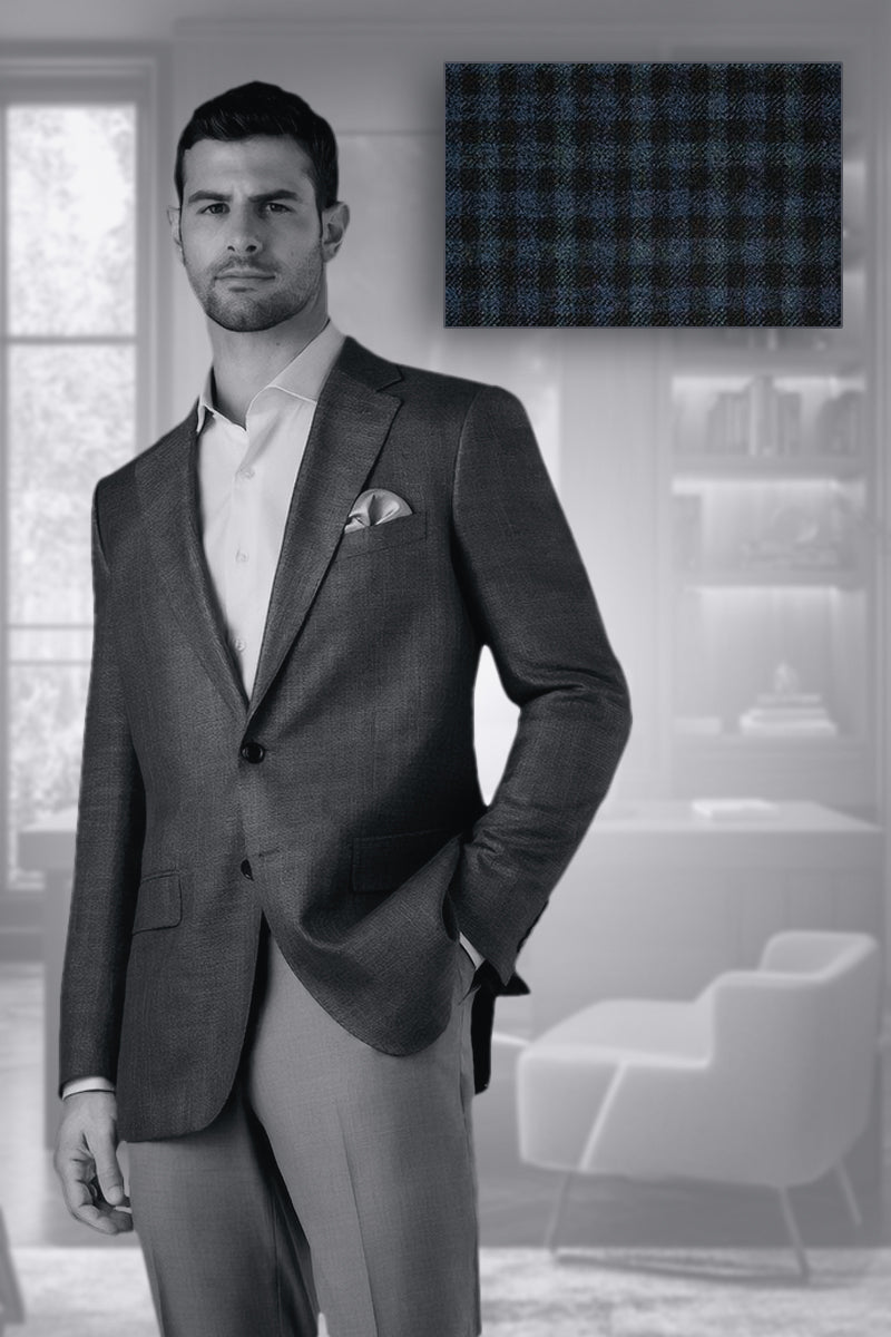 MaxDavoli Blue Plaid Bamboo Jacket