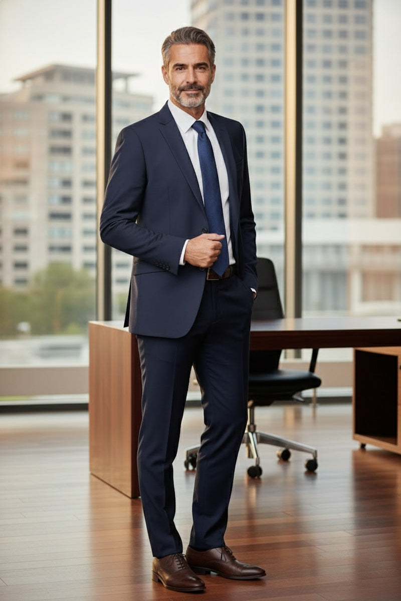 Navy Solid 2-Button Notch Suit (2-Piece Set)