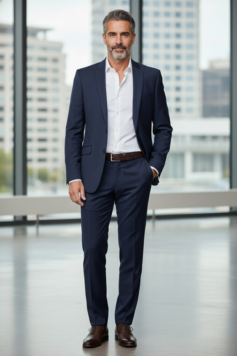 Navy Solid 2-Button Notch Suit (2-Piece Set)