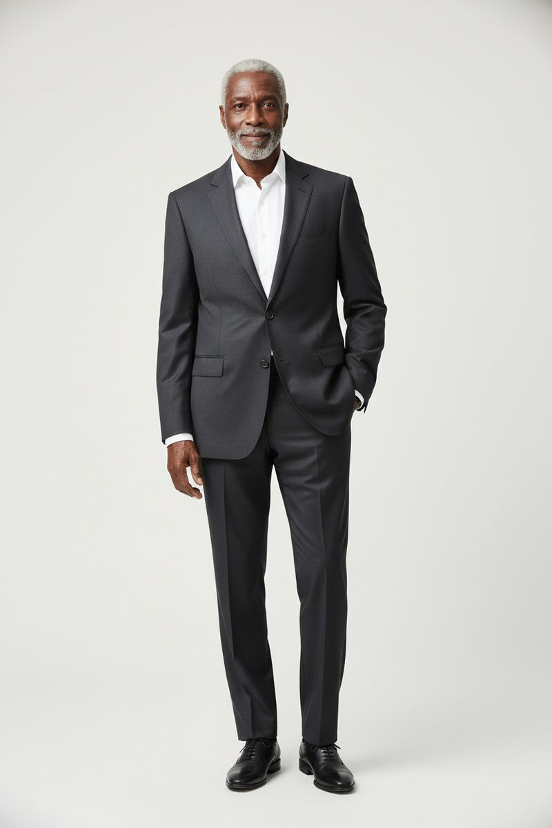 Dark Grey Solid 2-Button Notch Suit (2-Piece Set)
