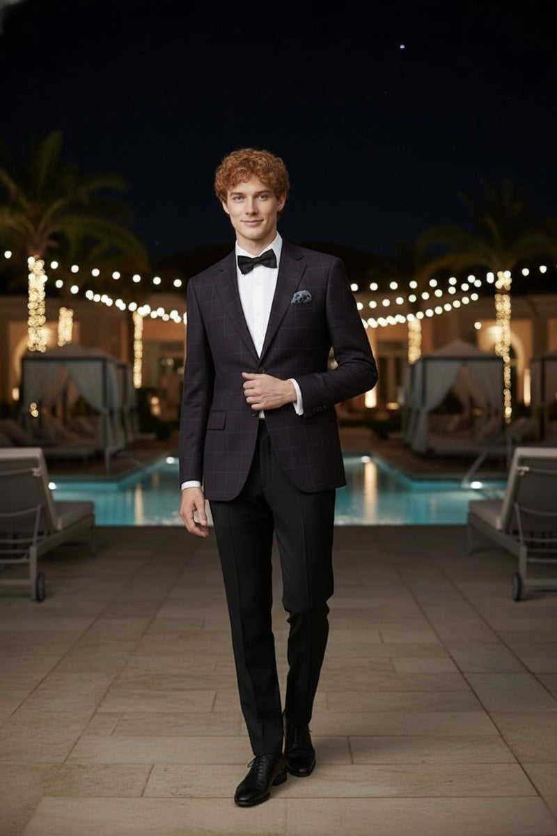 Midnight Blue Windowpane Sports Jacket