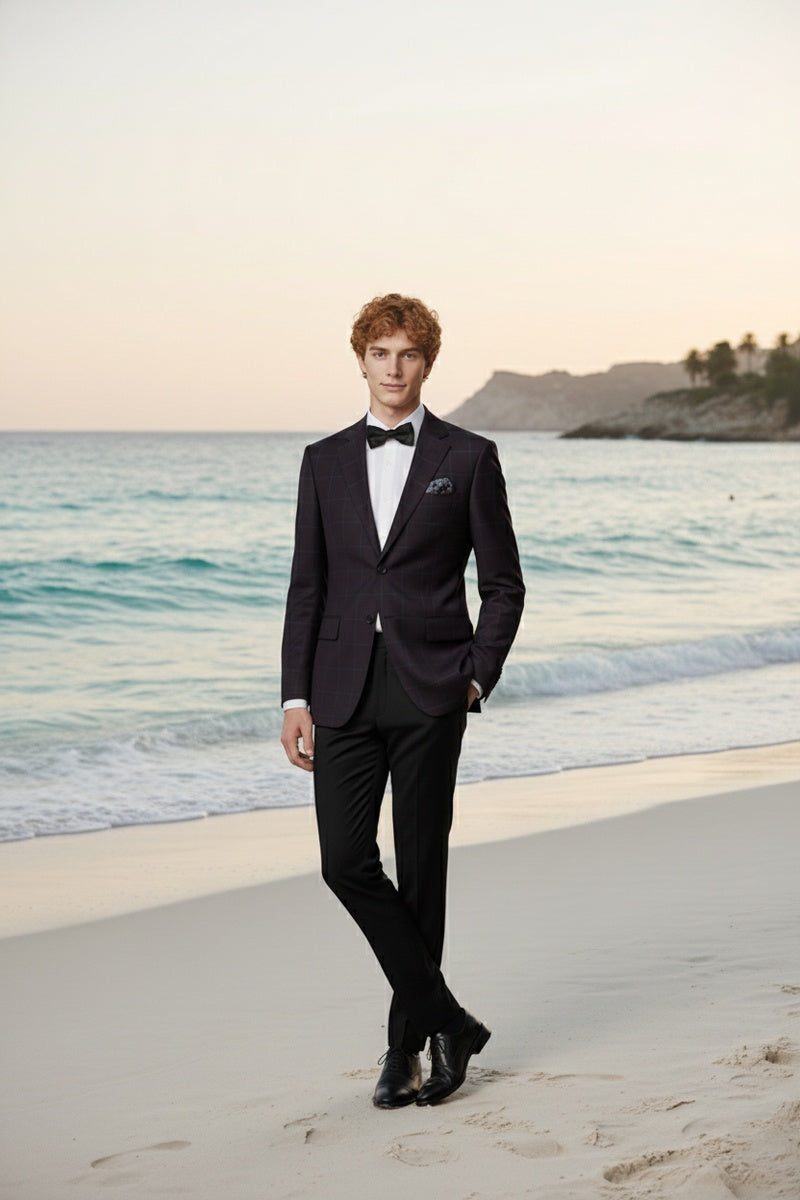 Midnight Blue Windowpane Sports Jacket