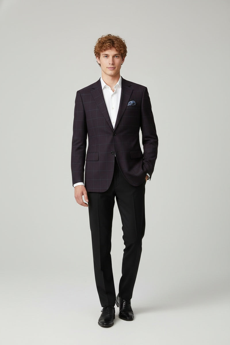 Midnight Blue Windowpane Sports Jacket