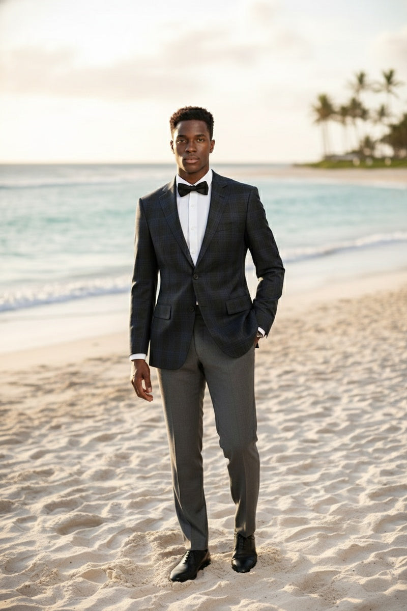 Grey & Blue Windowpane Sports Jacket