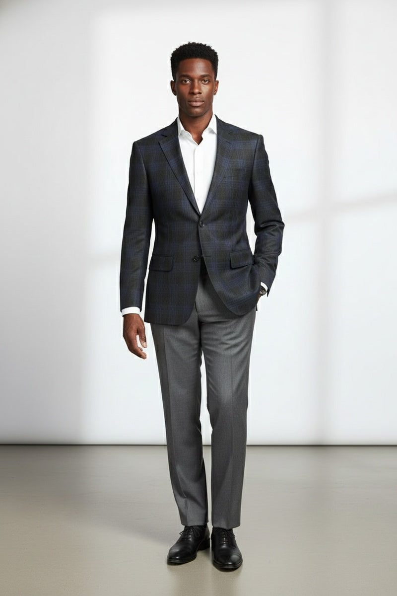 Grey & Blue Windowpane Sports Jacket
