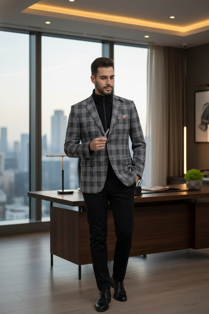 Grey Windowpane Sports Jacket