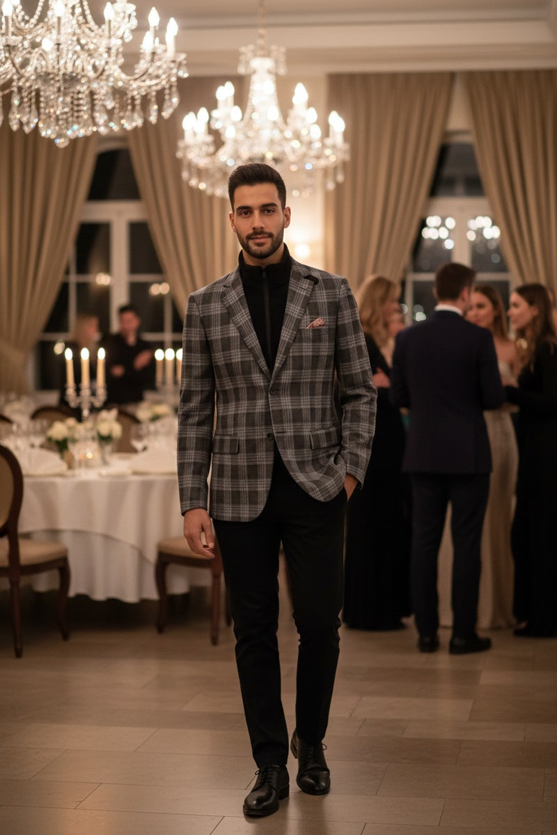 Grey Windowpane Sports Jacket
