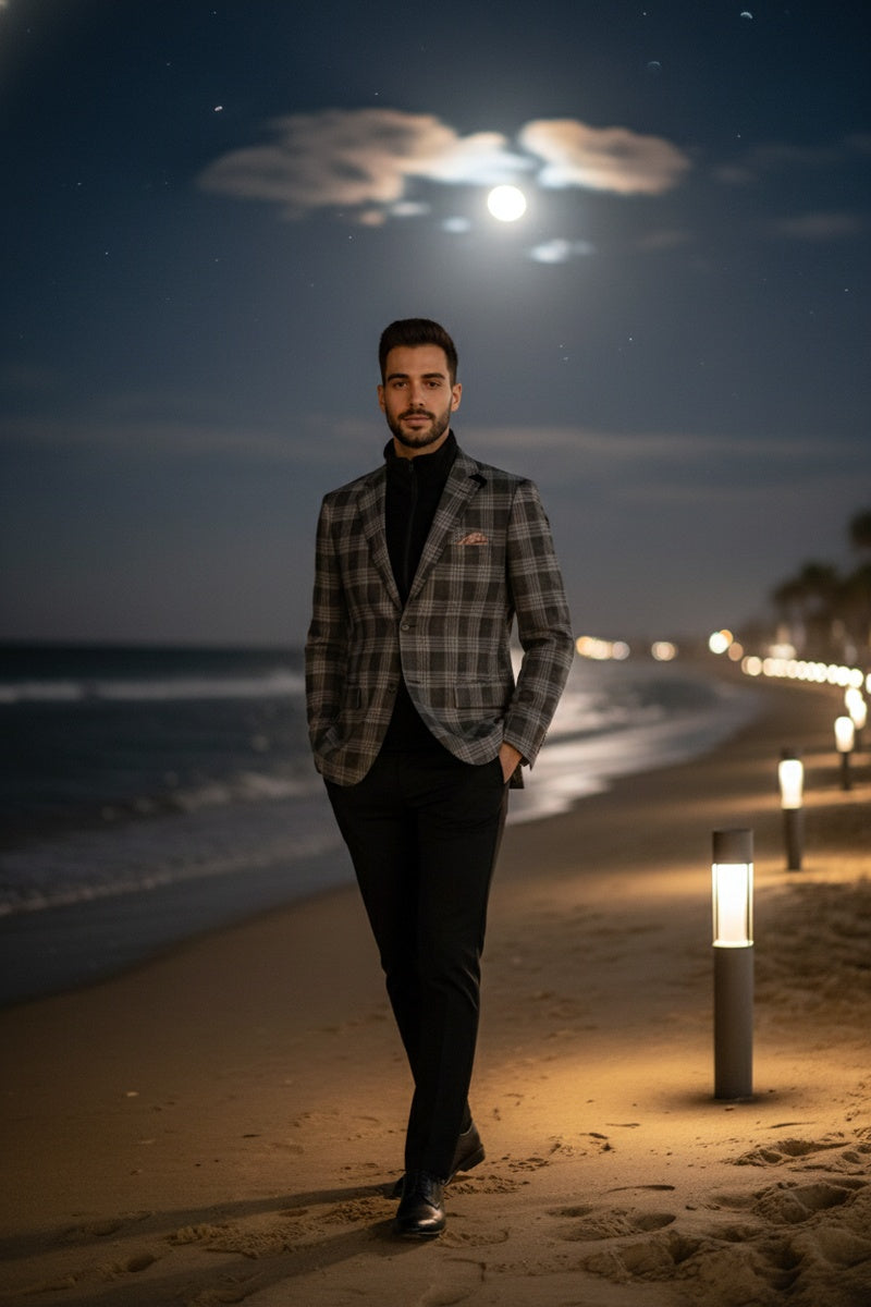 Grey Windowpane Sports Jacket