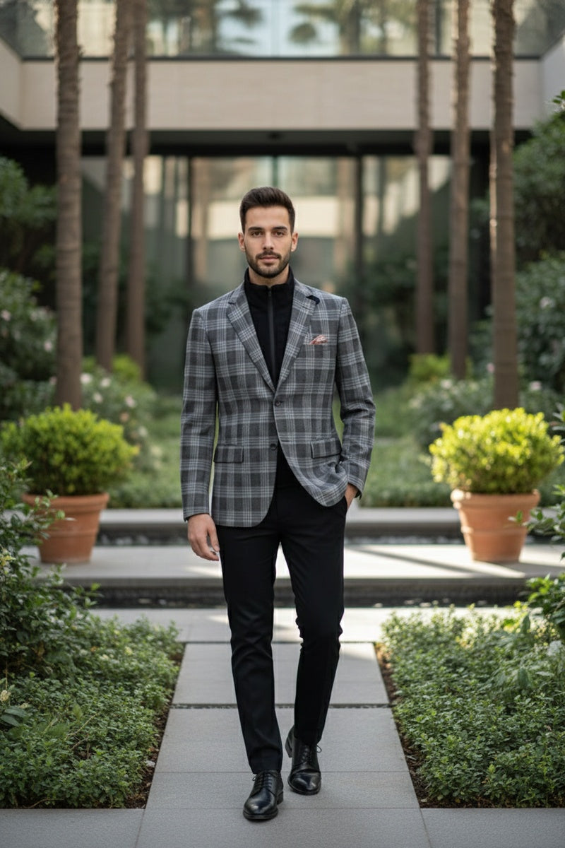 Grey Windowpane Sports Jacket