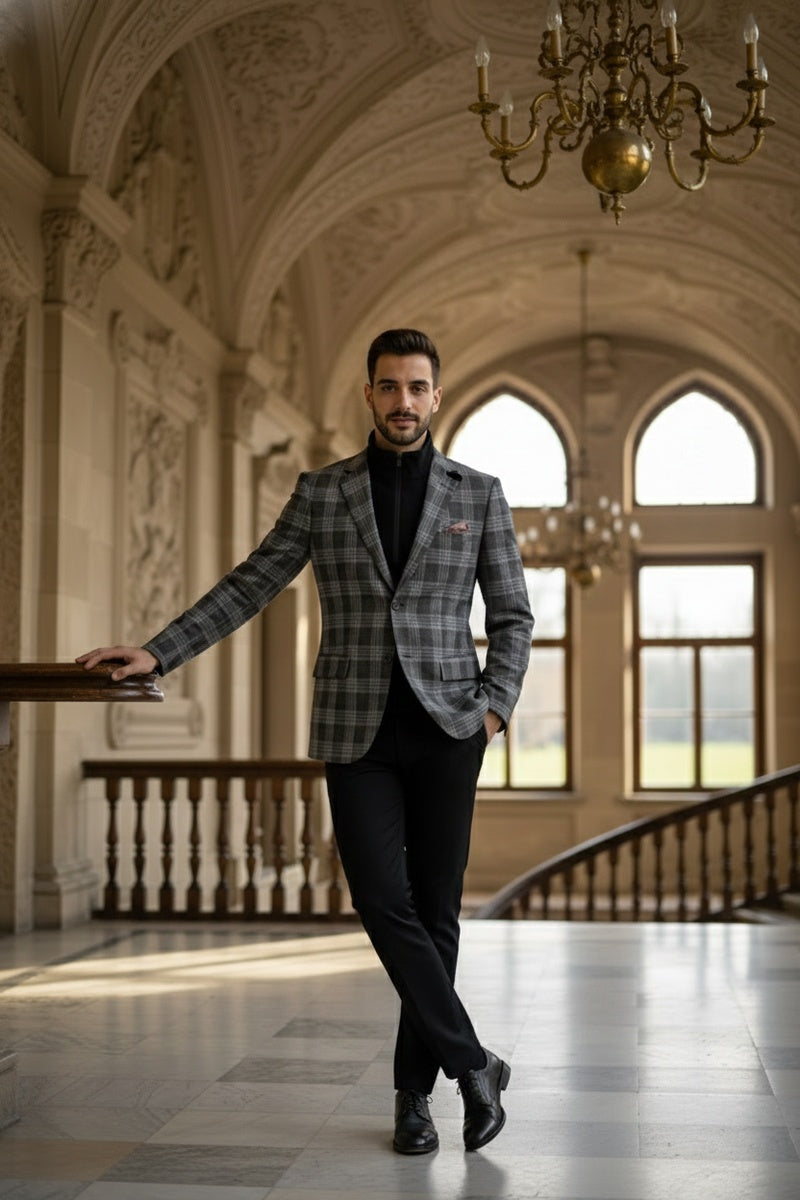 Grey Windowpane Sports Jacket